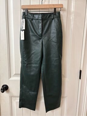 Babaton Vegan Leather Command Pant Forest Green NWT